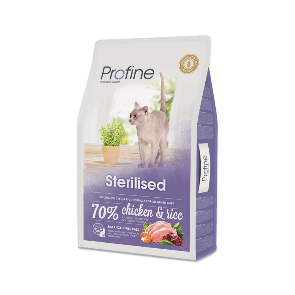 Profine Cat Sterilised tørfoder til steriliserede katte, pose set forfra