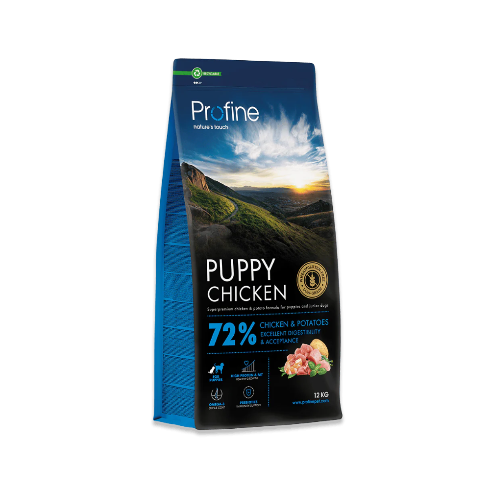 Profine Puppy Chicken & Potatoes tørfoder til hvalpe, pose set forfra