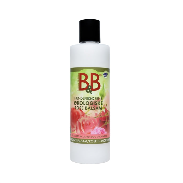 B&B Økologisk Rose Balsam med rosenolie til hund, 250 ml flaske set forfra