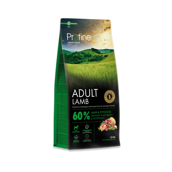 Profine Adult Lamb & Potatoes tørfoder til voksne hunde, pose set forfra