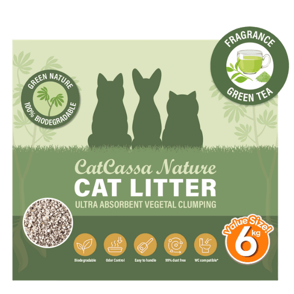 CatCassa Nature kattegrus med duft af grøn te, 6 kg, produktbillede