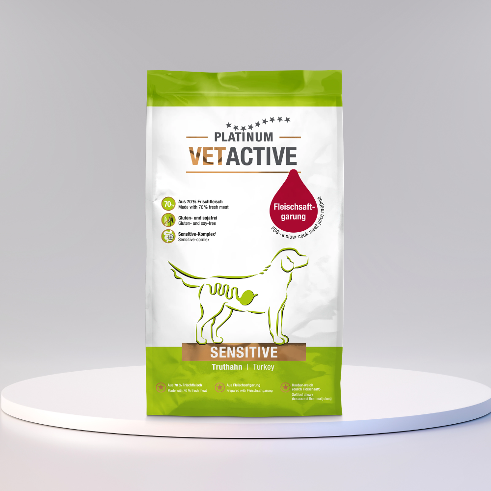 PLATINUM Vetactive Sensitive hundefoder med kalkun, produktbillede