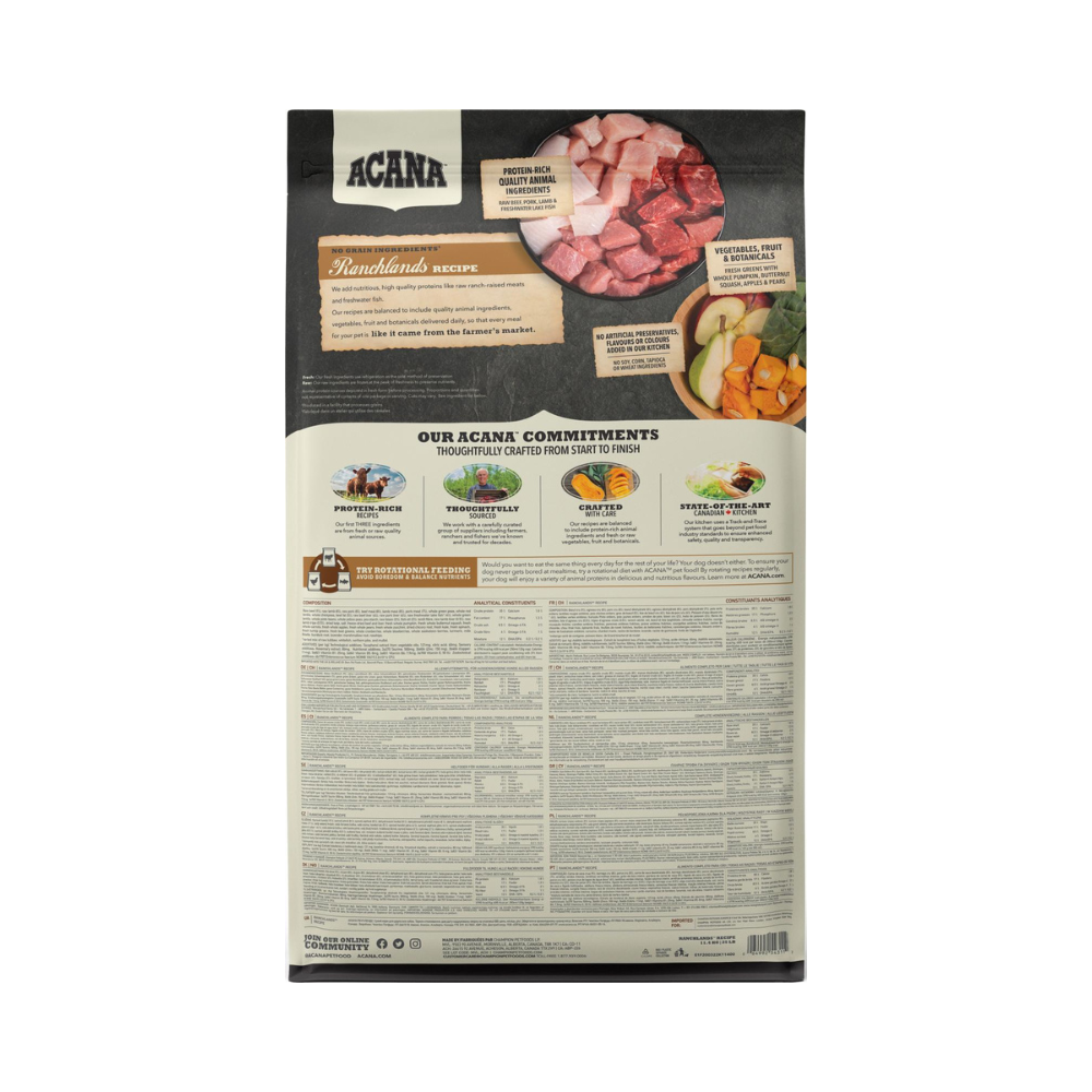 ACANA Ranchlands 11,4 kg kornfrit hundefoder – produktinformation