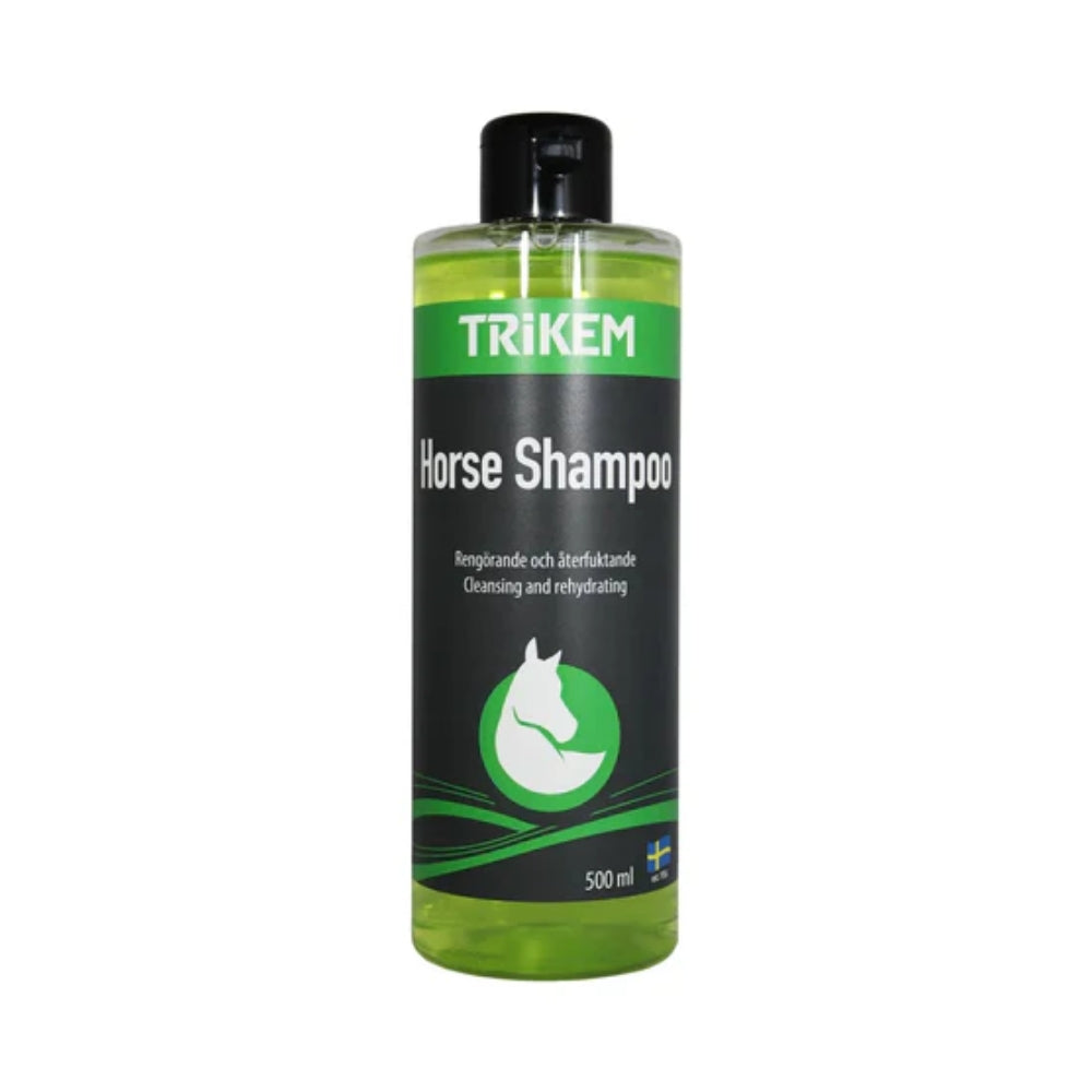 Trikem Hesteshampoo Aloe Vera 500 ml, mild shampoo til hestens pels, man og hale, flaske set forfra