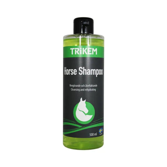 Trikem Hesteshampoo Aloe Vera 500 ml, mild shampoo til hestens pels, man og hale, flaske set forfra