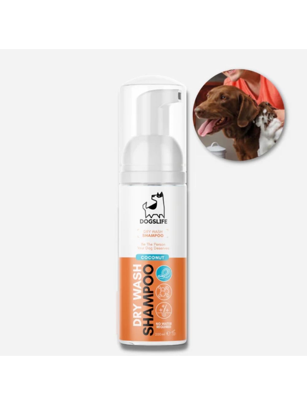Dogslife tørshampoo til hund med kokosduft, produktbillede