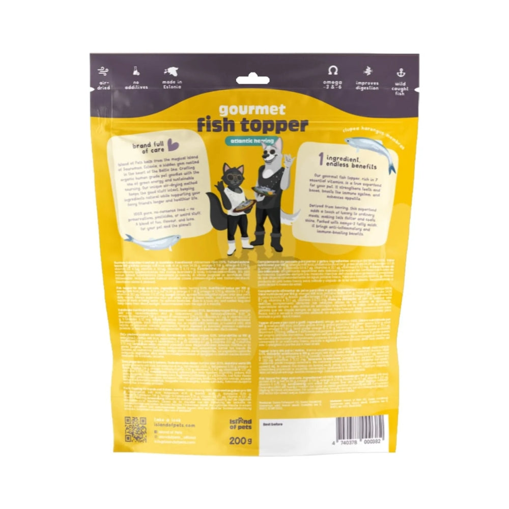 Island of Pets Gourmet Fish Topper, sildepulver til at drysse på foderet, produktbillede