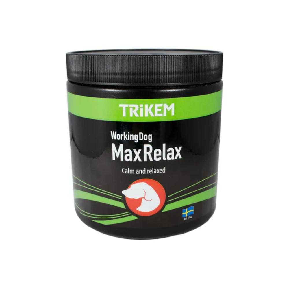 Trikem Working Dog Max Relax 450 g, kosttilskud med tryptofan til hunde, pakning set forfra