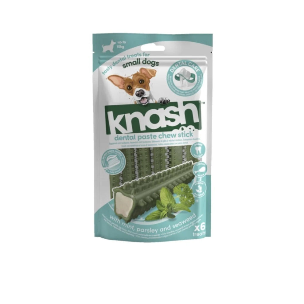 Knash Dental Chew Mint tyggestick med mynte til hunde, størrelse S, pakke med 6 stk. set forfra