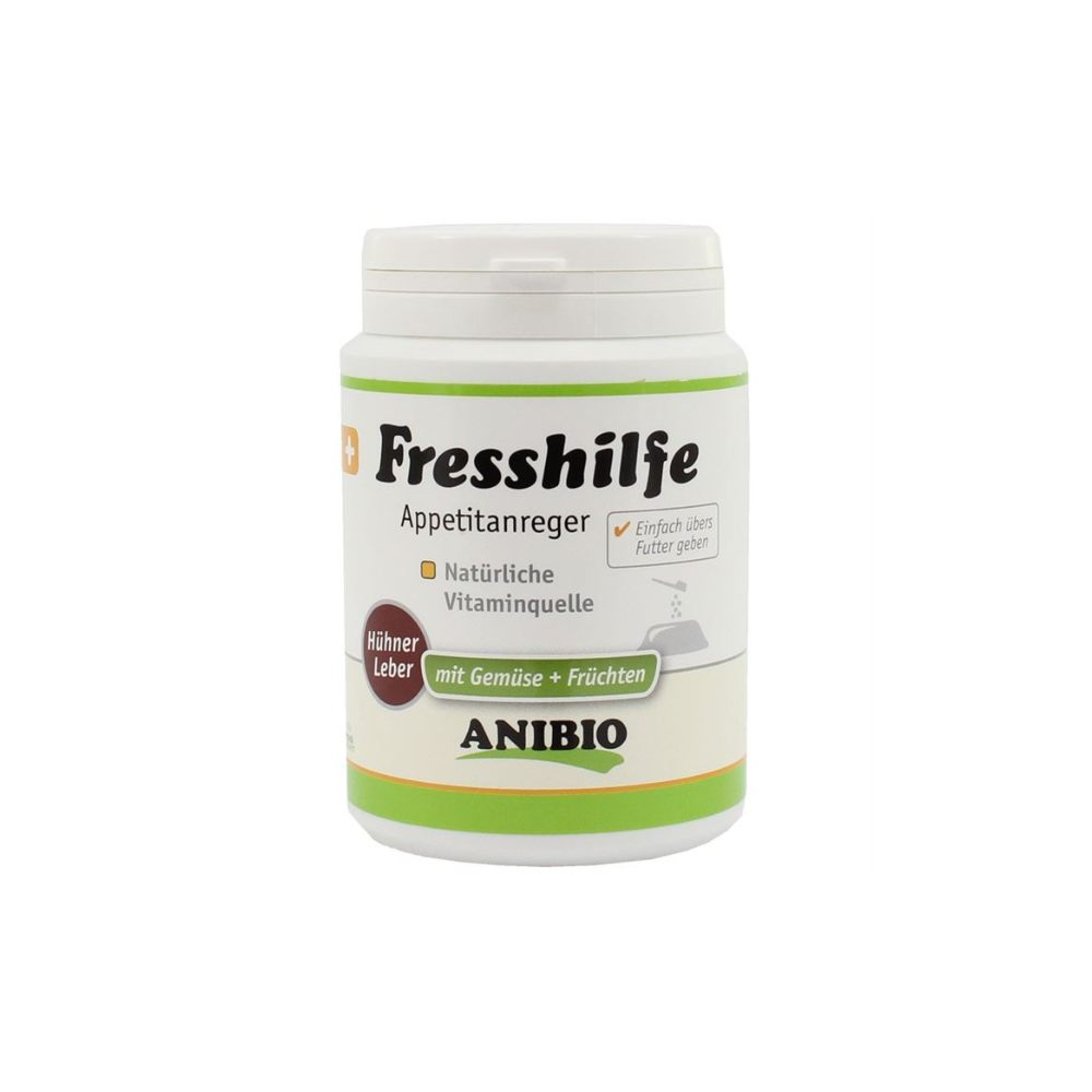 Anibio Fresshilfe topping med kyllingelever til hund og kat, 120 g, set forfra
