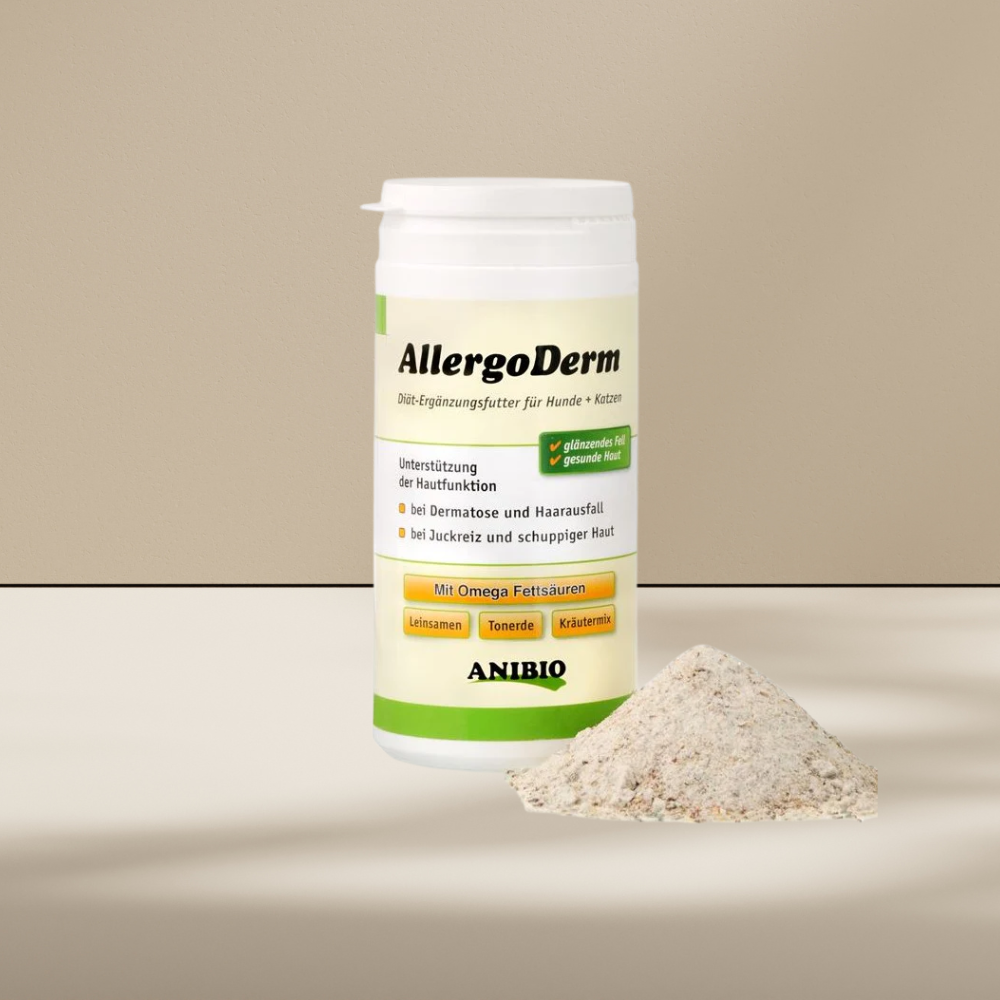 Anibio AllergoDerm 150 g, tilskudsfoder til hunde og katte, produktbillede