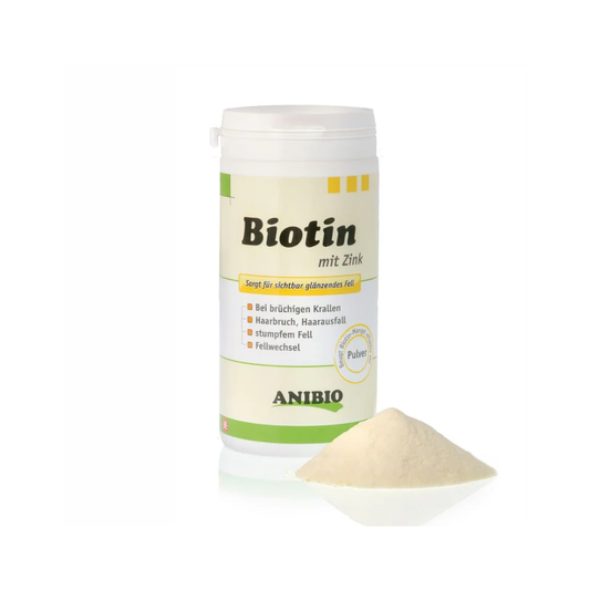 Anibio Biotin med zink, pulver til hund og kat, 260 g, set forfra