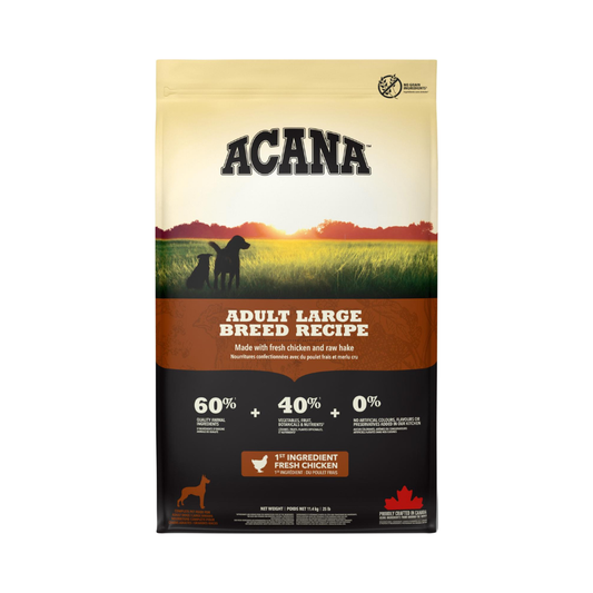 ACANA Adult Large Breed tørfoder til store voksne hunde med kylling, 11,4 kg pose set forfra