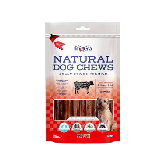 Frigera Natural Dog Chews Oksehale 250 g, pose set forfra
