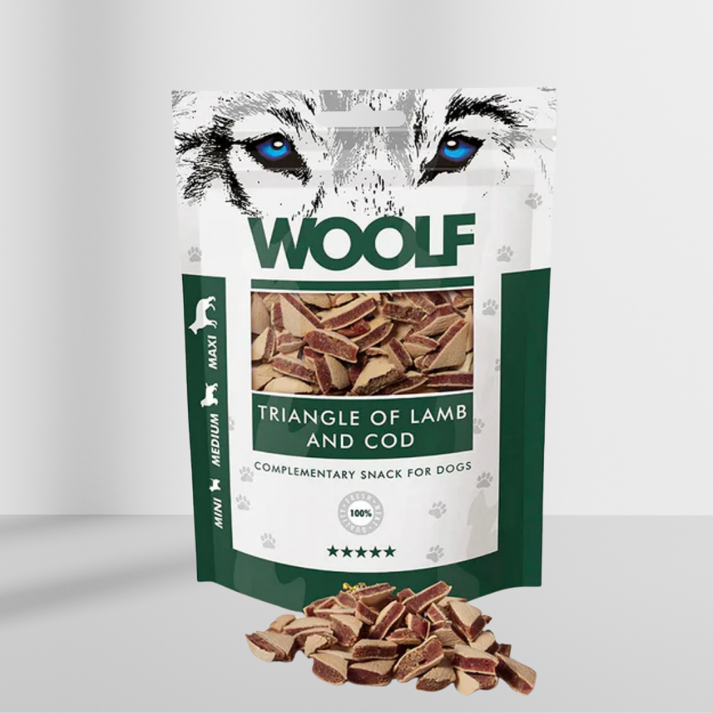 Woolf Lam & Torsk Trekanter 100 g fra Woolf, produktbillede 2