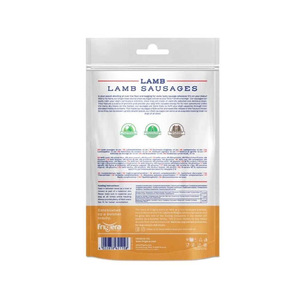 Frigera Natural Dog Chews Lammepølser 12 cm til hunde, produktbillede