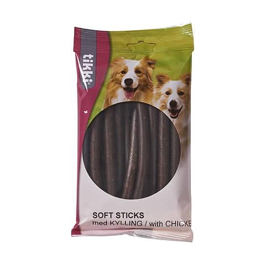 Tikki bløde tyggeruller med kylling til hund, 200 g pose set forfra