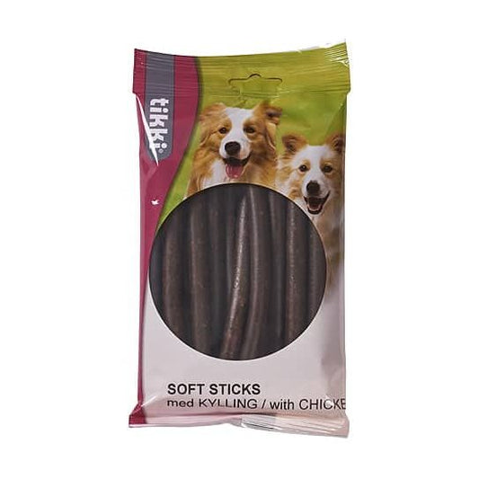 Tikki bløde tyggeruller med kylling til hund, 200 g pose set forfra