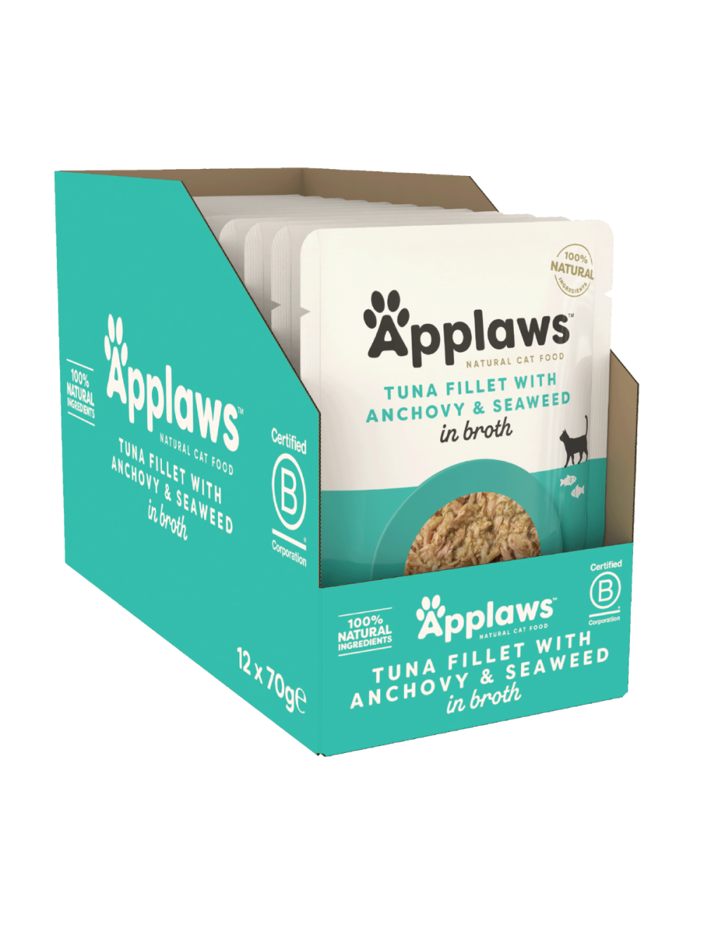 Applaws Tunfilet med ansjos & tang i bouillon 70 g tilskudsfoder til katte, pose
