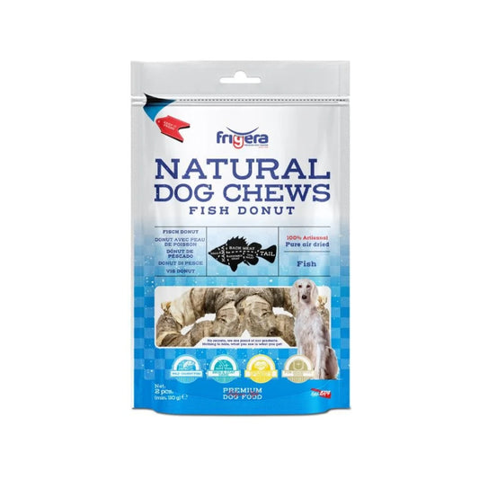 Frigera Natural Dog Chews Fiskedonut 2 stk. 110 g, pakke set forfra