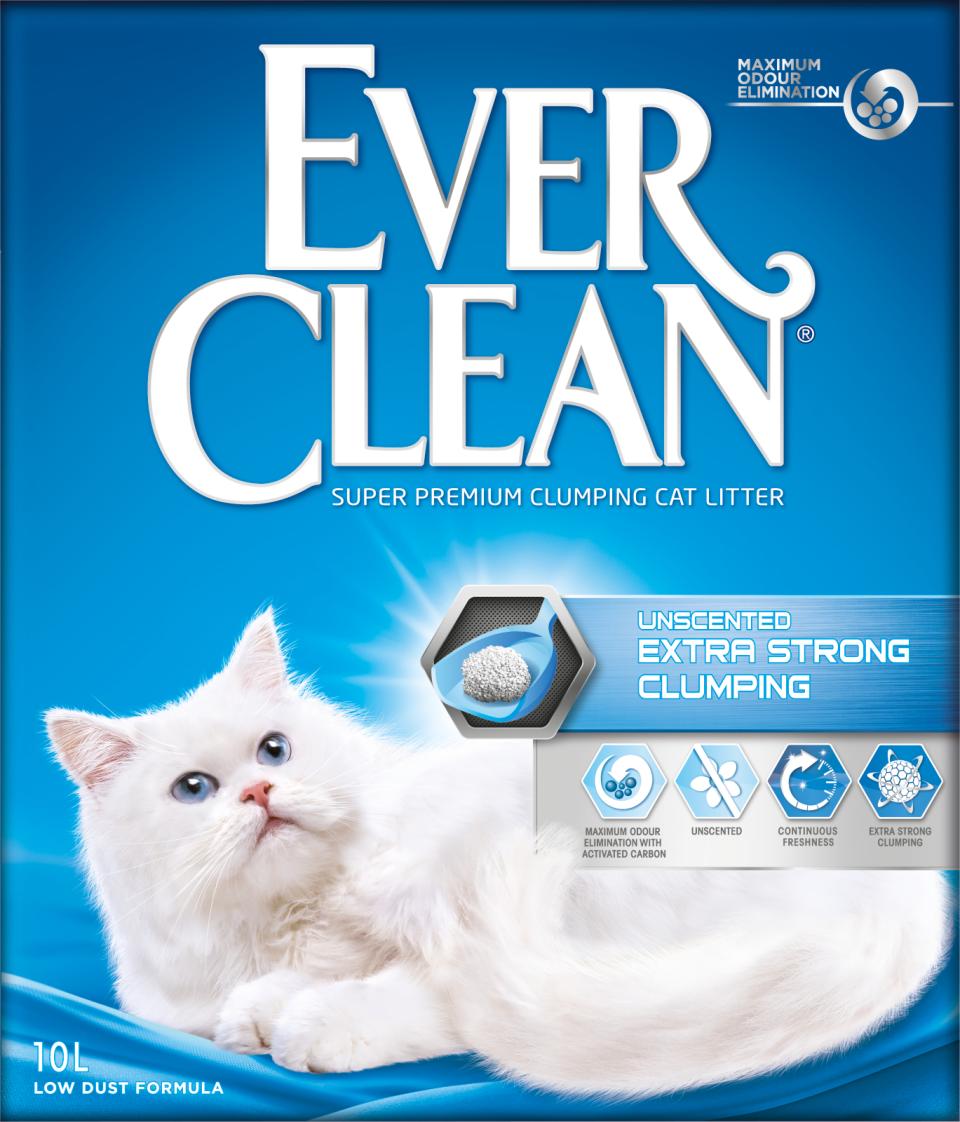 Ever Clean Extra Strength duftfrit klumpende kattegrus med aktivt kul, 10 liter pose set forfra