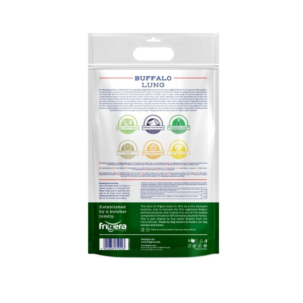 Frigera Natural Dog Chews Bøffellunger 250 g, produktbillede