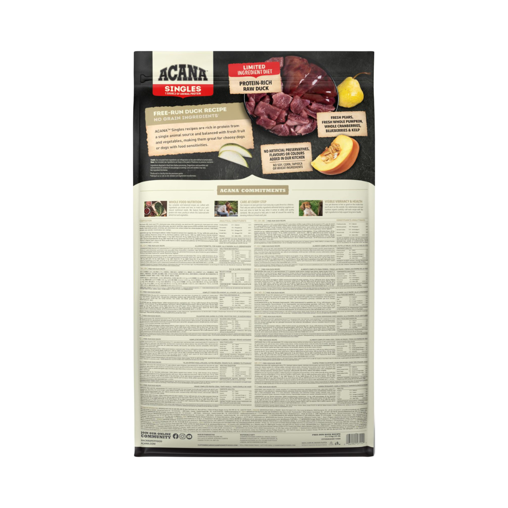 ACANA Singles Frilandsand 11,4 kg hundefoder – produktinformation