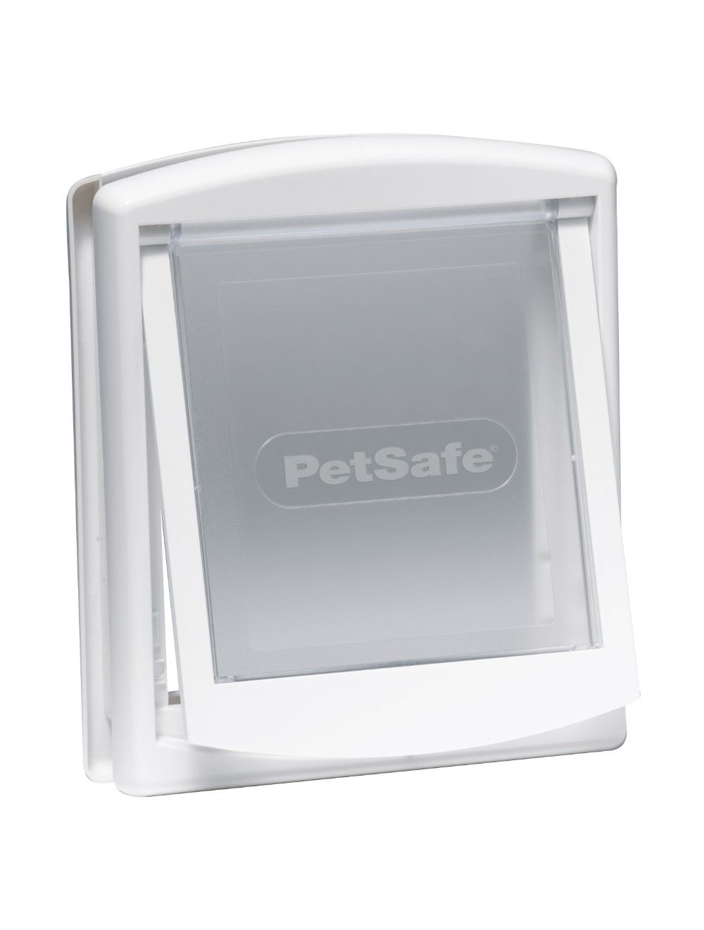 PetSafe Staywell 715 kattelem i hvid plast med gennemsigtig klap