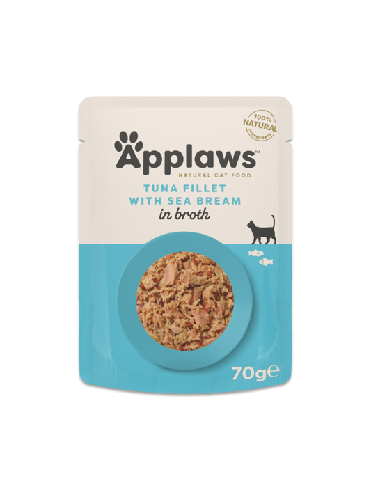 Applaws Tunfilet & havbrasen i bouillon 70 g pose til katte, forside