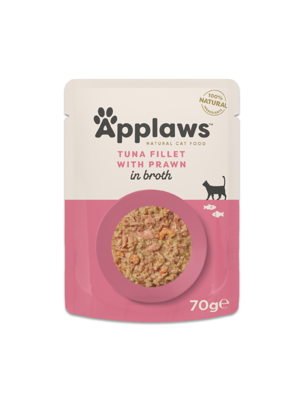 Applaws Tunfilet & rejer i bouillon 70 g pose til katte, forside