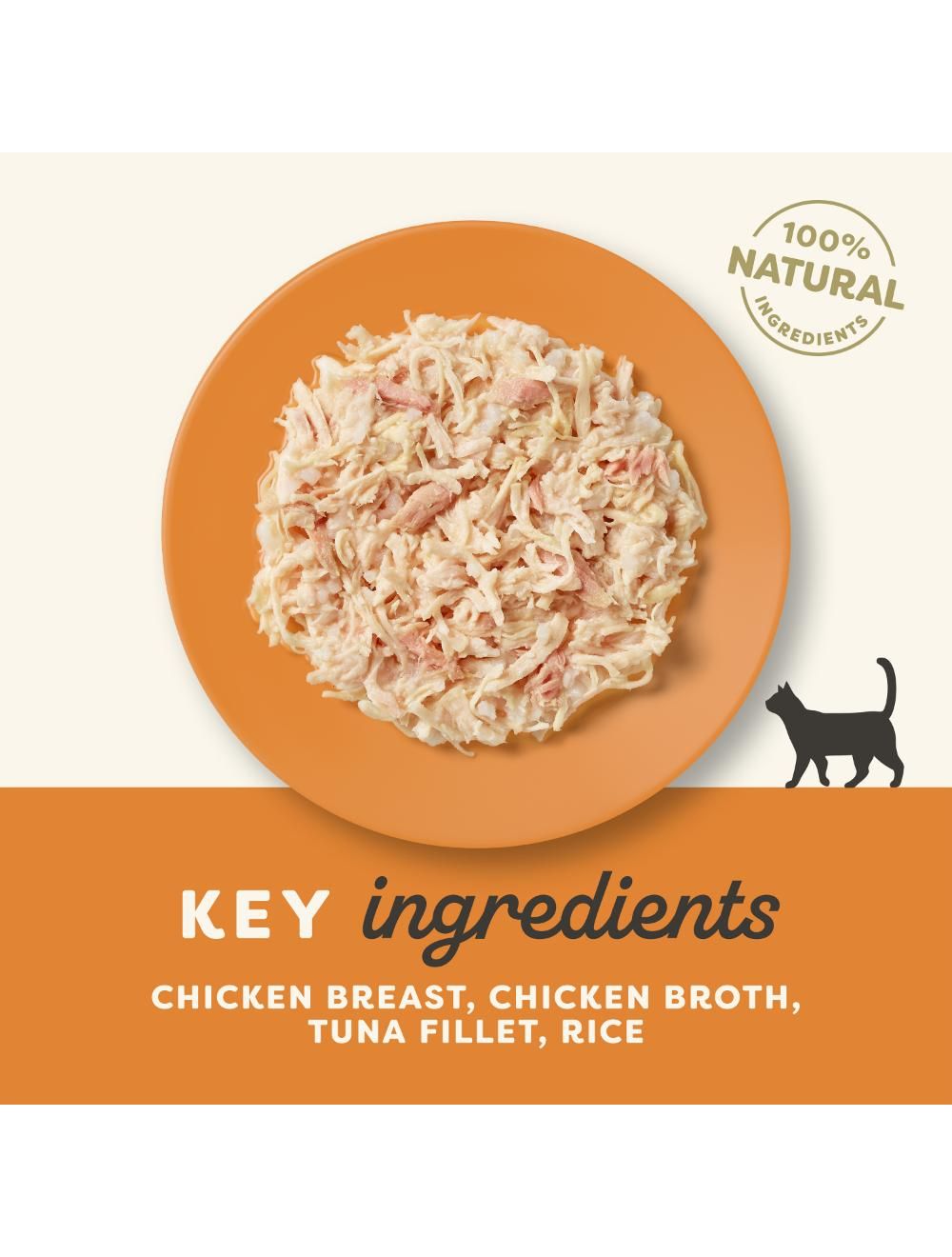 Applaws Kyllingebryst & tunfilet i bouillon 70 g pose, bagside med ingredienser