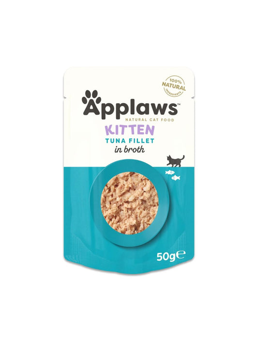 Applaws Kitten Tunfilet i bouillon 50 g pose til killinger, forside