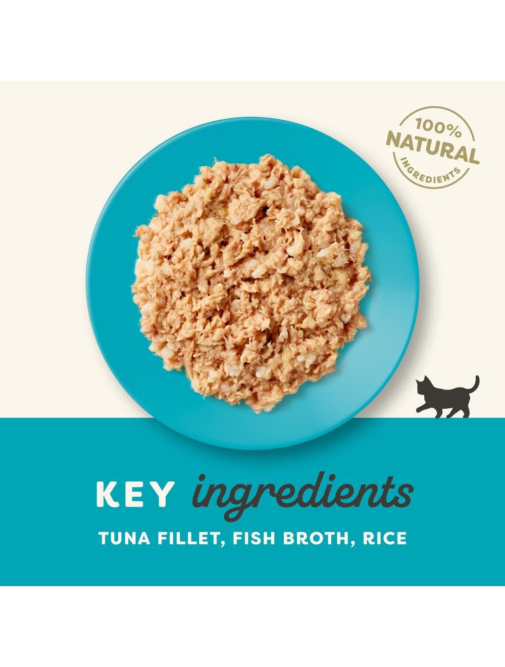 Applaws Kitten Tunfilet i bouillon 50 g pose, bagside med ingredienser