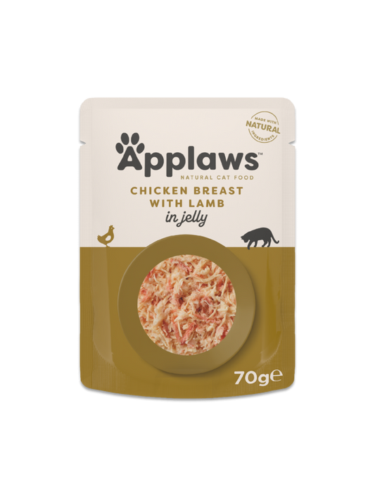 Applaws Kyllingebryst & lam i gelé 70 g pose til katte, forside