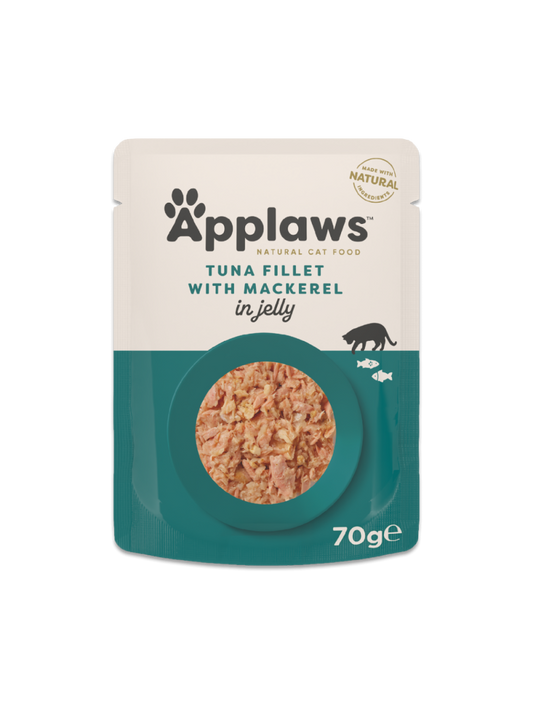 Applaws Tunfilet & makrel i gelé 70 g pose til katte, forside