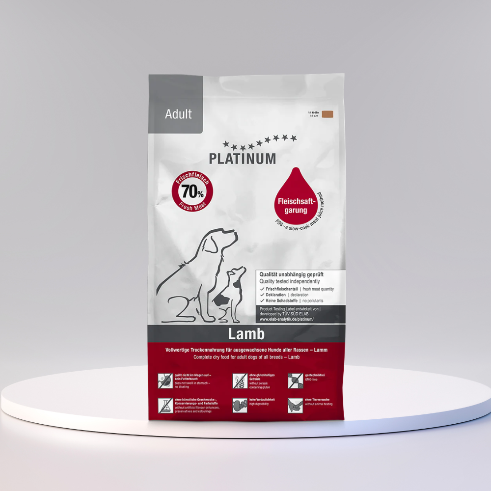 PLATINUM Adult Lamb hundefoder med lam, produktbillede