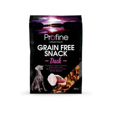 Profine Grain Free Snack Duck 200 g kornfri hundesnack med and, pose set forfra