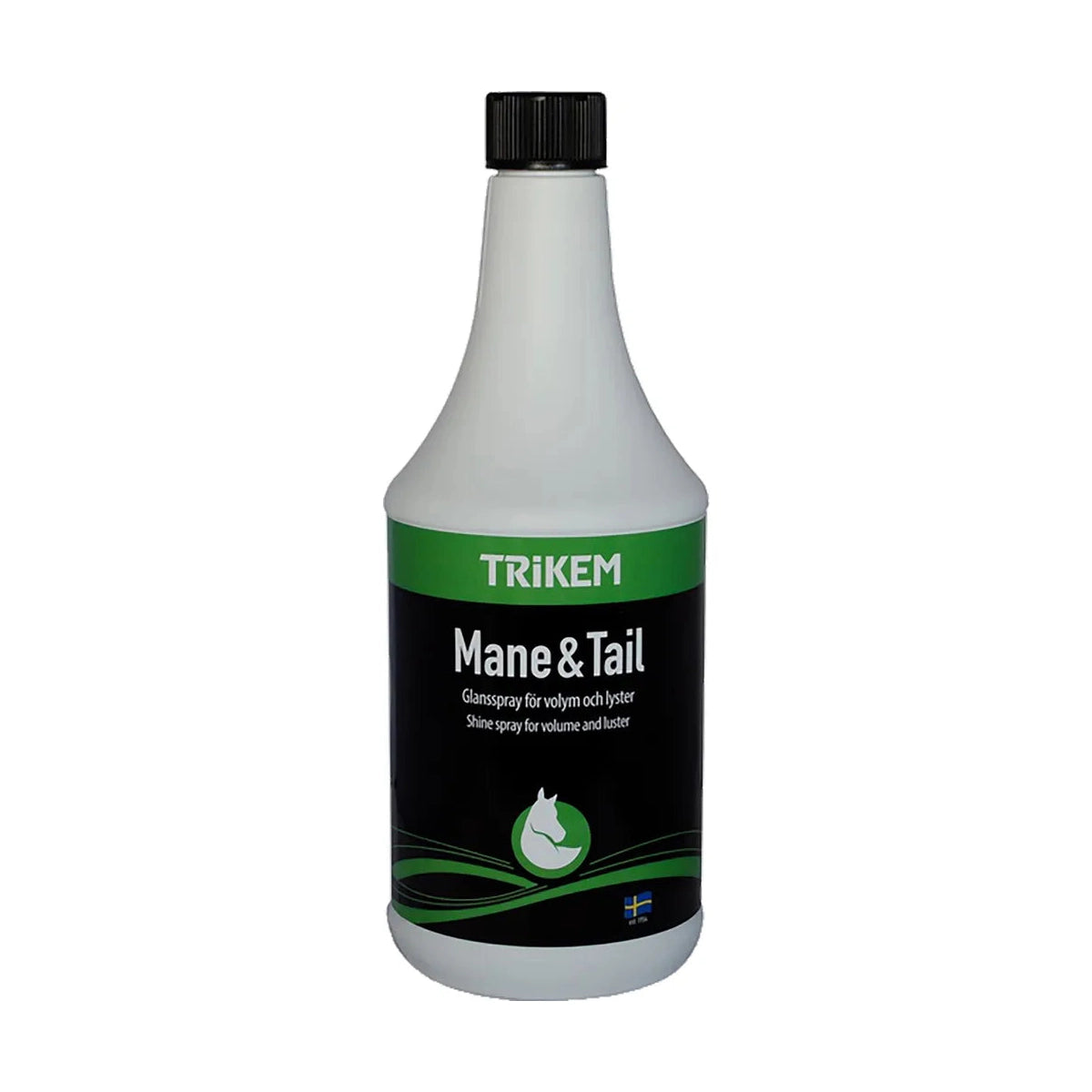 Trikem Mane & Tail 1000 ml, glans- og udredningsspray til hestens man og hale, flaske set forfra