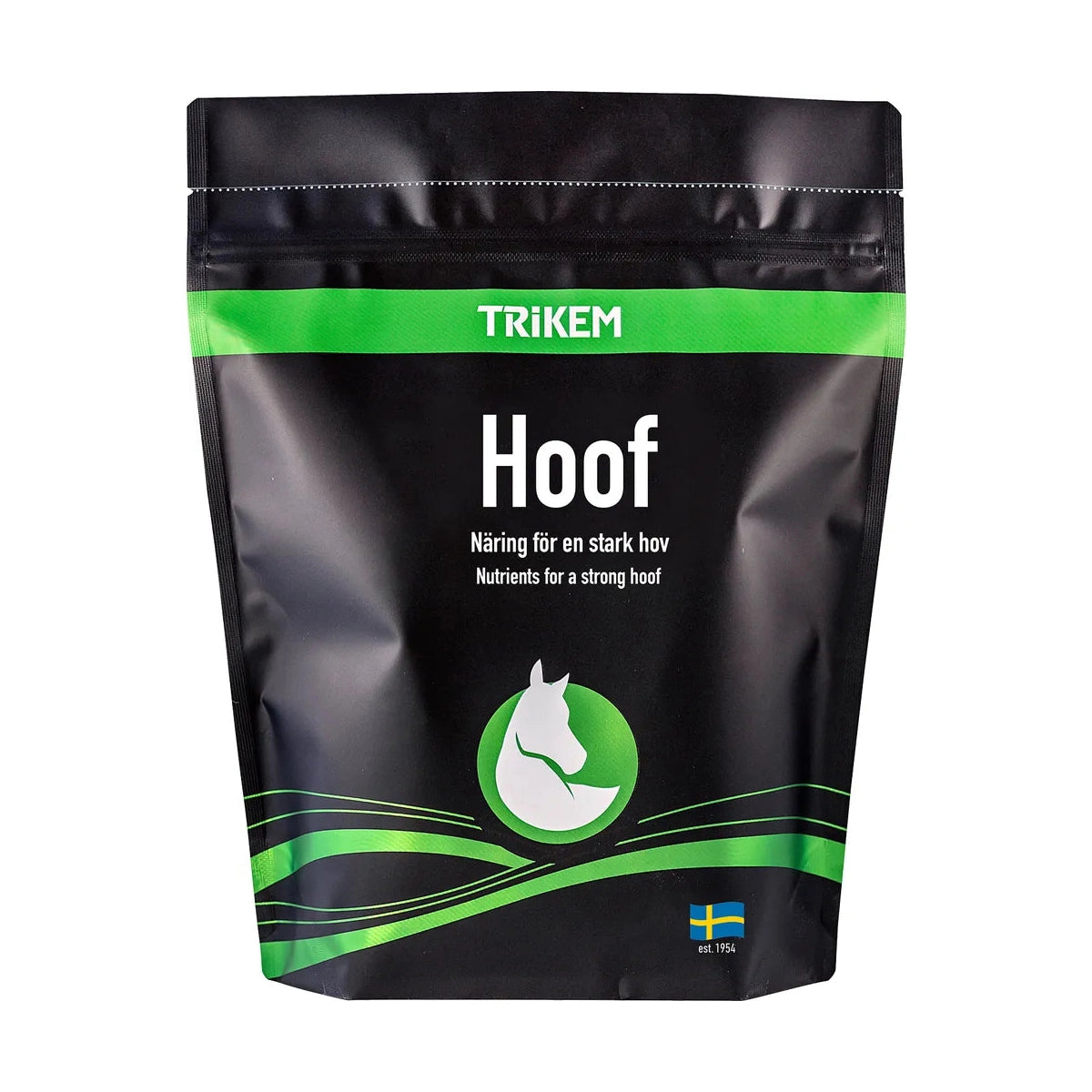 Trikem Hoof 1 kg, hovtilskud med biotin og zink til heste, pose set forfra