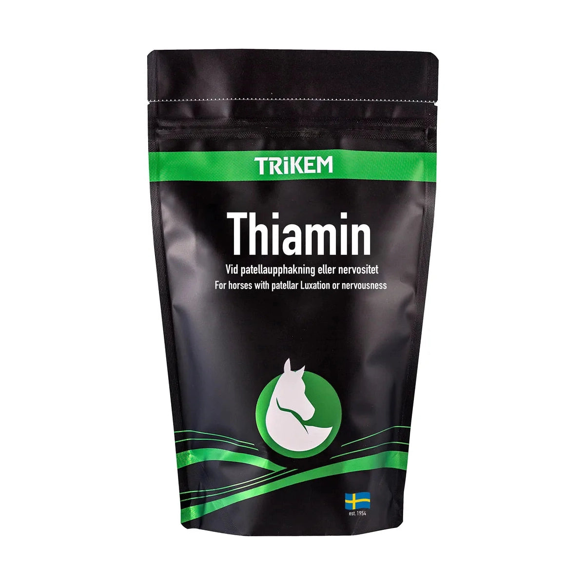Trikem Thiamin 500 g, vitamin B1-tilskud i pulverform til heste, pakning set forfra