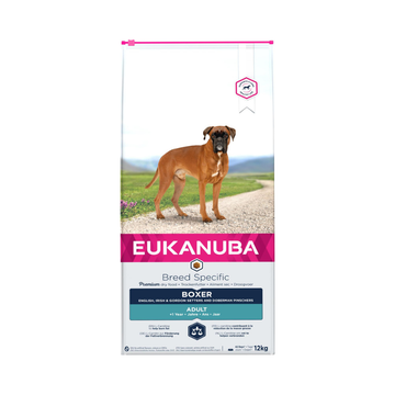 Eukanuba Boxer tørfoder til voksne boxere, 12 kg pose set forfra
