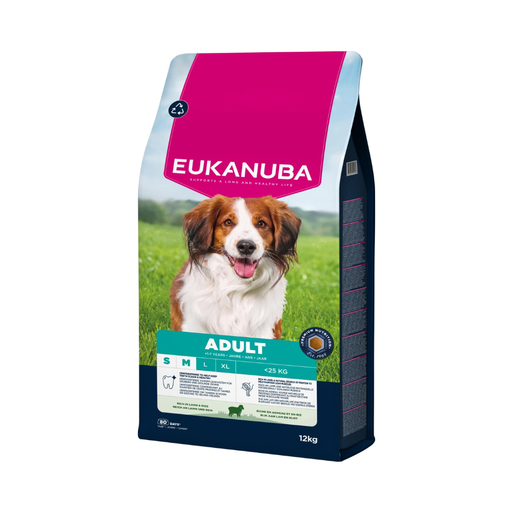 Eukanuba Adult Small/Medium Breed lam og ris hundefoder, tørfoder til voksne hunde af små og mellemstore racer