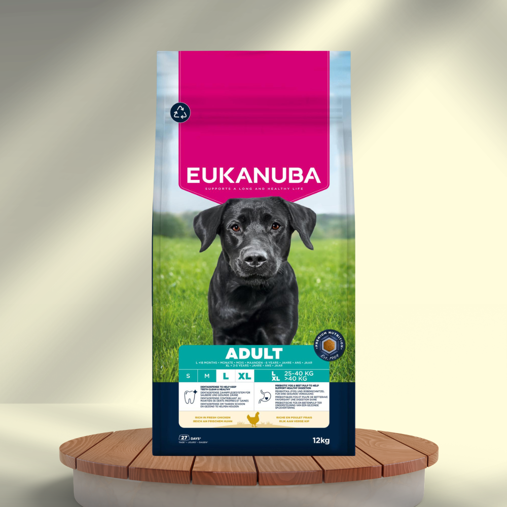 Eukanuba Adult Large Breed kylling hundefoder 12 kg, produktbillede