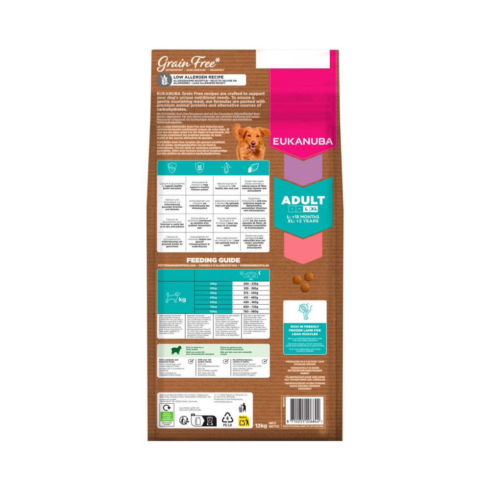 Eukanuba Grain Free Adult Large Breed lam, kornfrit hundefoder, Eukanuba hundefoder