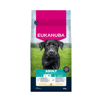 Eukanuba Adult Large Breed kylling hundefoder, 12 kg pose set forfra