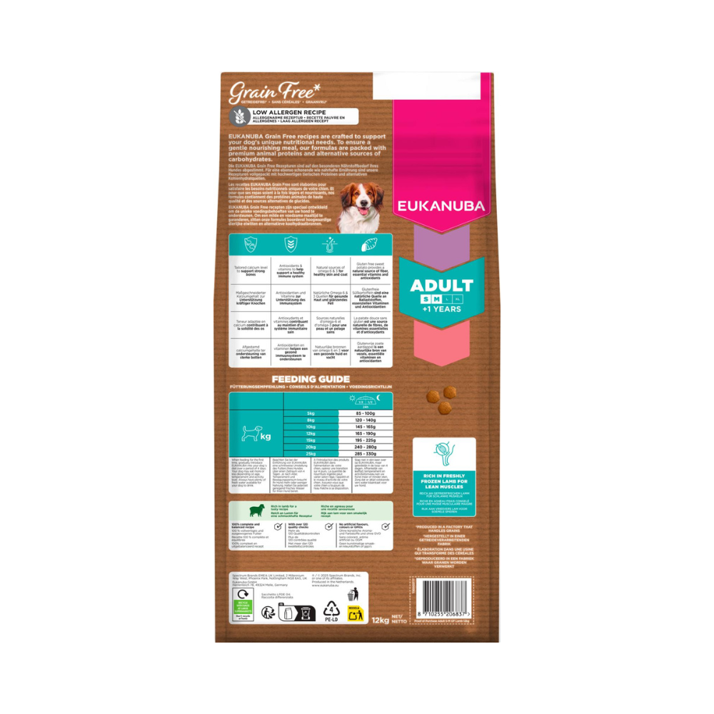 Eukanuba Grain Free Adult Small/Medium lam, kornfrit, tørfoder til voksne hunde af små og mellemstore racer