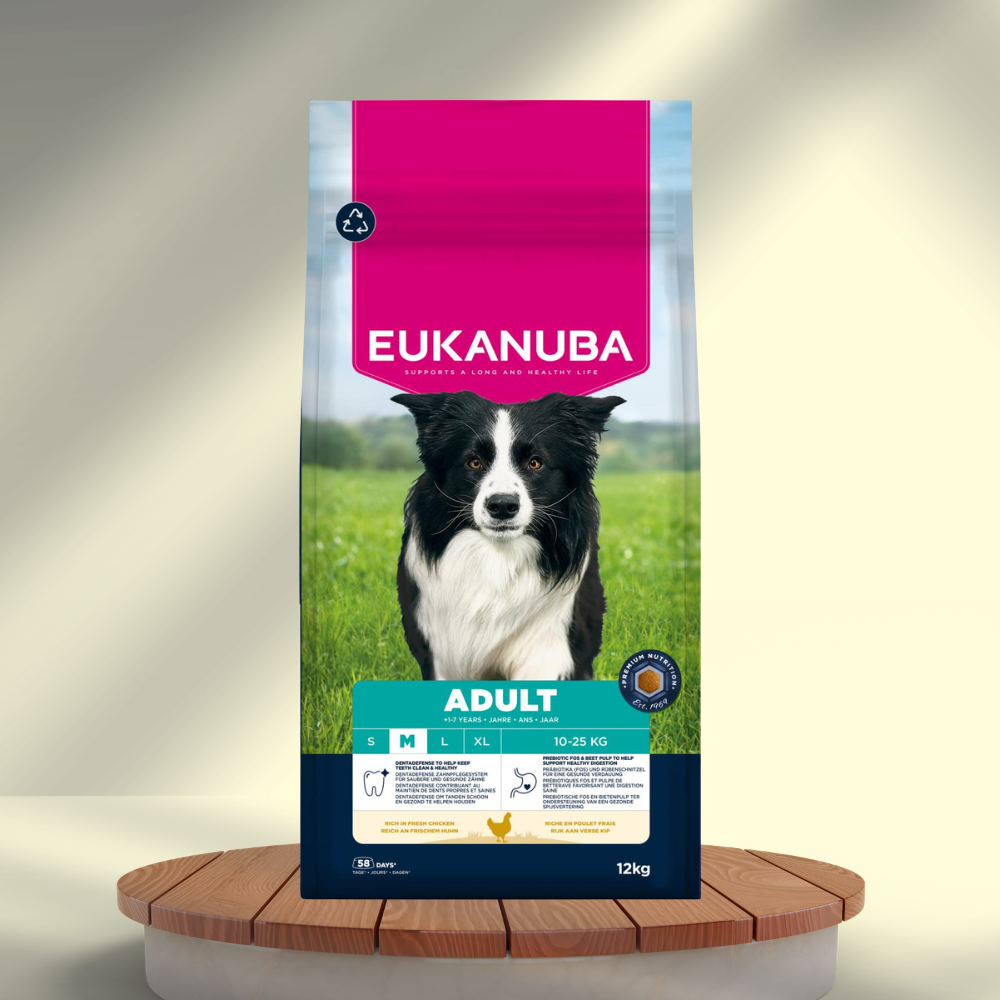 Eukanuba Adult Medium Breed kylling hundefoder 12 kg, produktbillede