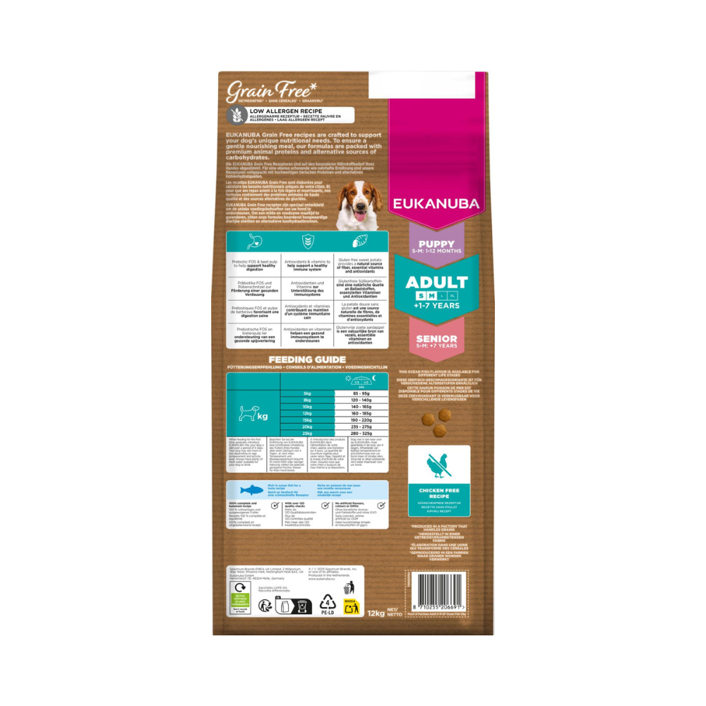 Eukanuba Grain Free Adult Small/Medium havfisk, kornfrit, Eukanuba hundefoder