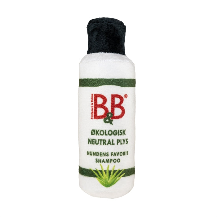 B&B Neutral Plys, hundelegetøj i plys formet som 250 ml B&B Neutral Shampoo, ca. 20 cm