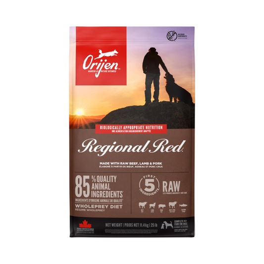 ORIJEN Regional Red tørfoder til hunde, 11,4 kg pose set forfra